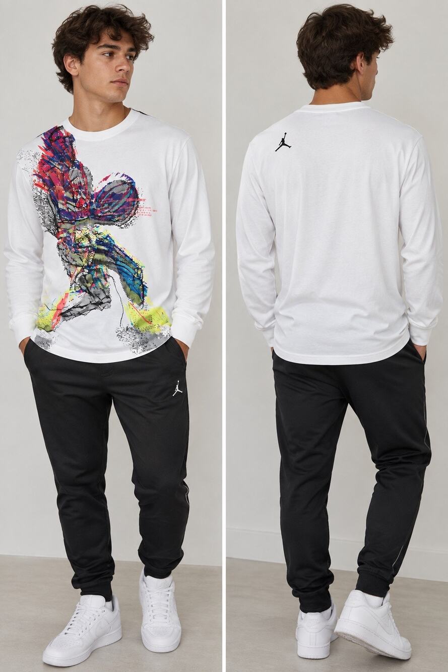 Jordan Jumpman Men’s M Multicolor Basketball Graphic Long Sleeve Shirt